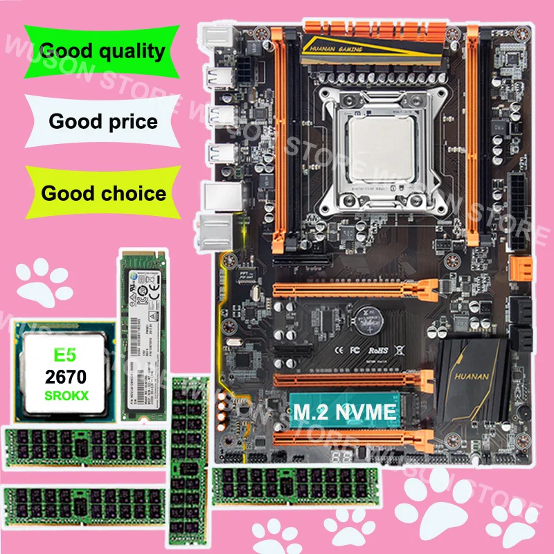Buy best motherboard with M.2 128G NVME SSD HUANAN ZHI X79 motherboard bundle CPU Xeon E5 2670 C2 2.6GHz RAM 4*8G DDR3 1600 RECC