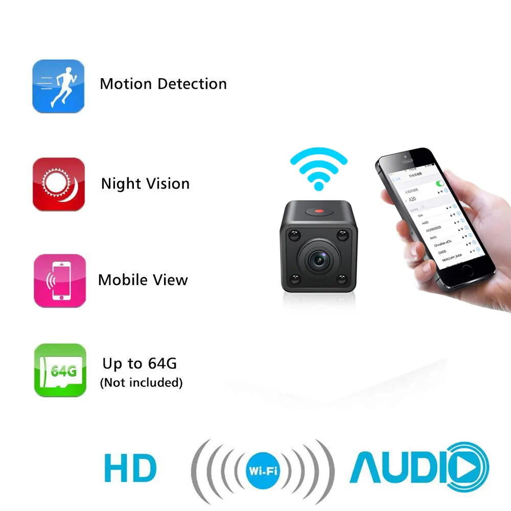 Wi Fi ip мини камера беспроводная 1080 P HD инфракрасная микро ИК ночного видения для