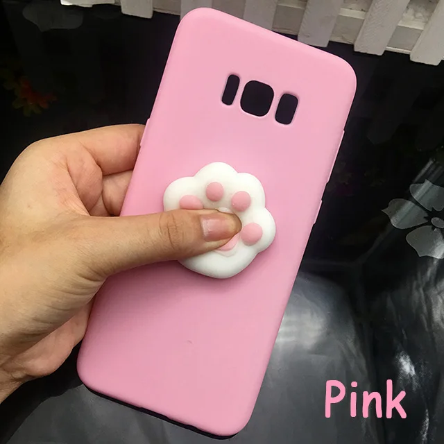 pink squishy Мягкий силиконовый чехол из ТПУ с объемным изображением кота для samsung Galaxy A5, A6, A7, A8,, карамельный цвет, задняя крышка, J3, J5, J7,, C9 pro, чехол для телефона s - Цвет: pink squishy