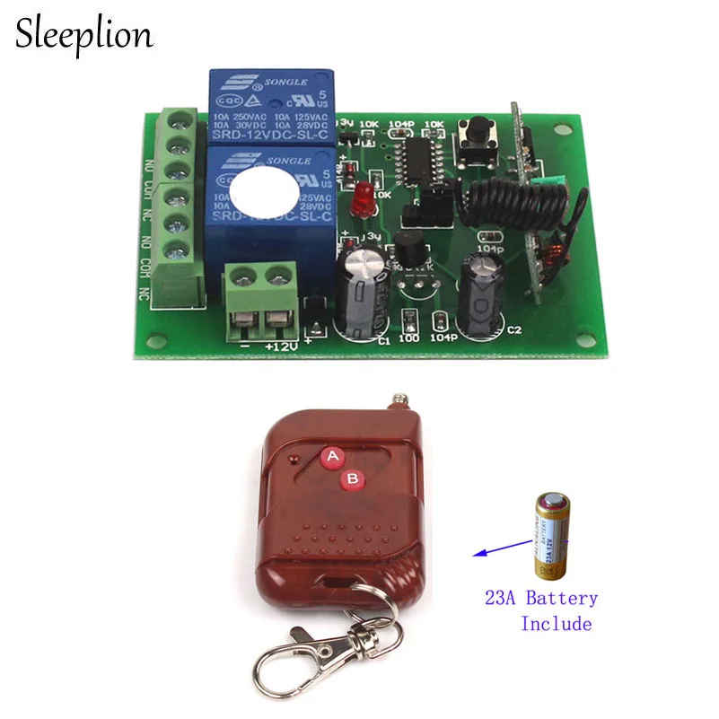 Sleeplion 12V 2CH 433Mhz универсальный пульт дистанционного управления переключатель дистанционного управления 12V передатчик приемник модуль 433/315MHz