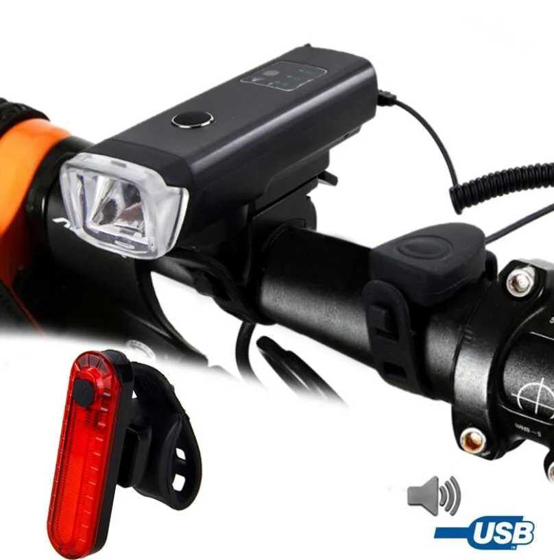 

Bike Speaker Light Intelligent Sensitive front USB Rechargeable Bicycle Light with Horn Cycling Torch Bike Rear Taillight