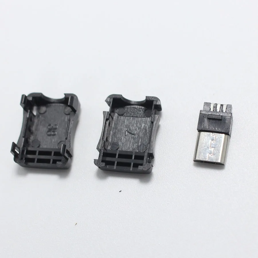 10 комплектов микро usb 5 контактный Т порт штекер соединитель черный пластиковый