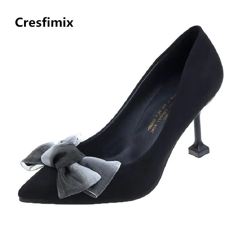 Туфли Cresfimix женские классические без застежки на высоком каблуке милые черные