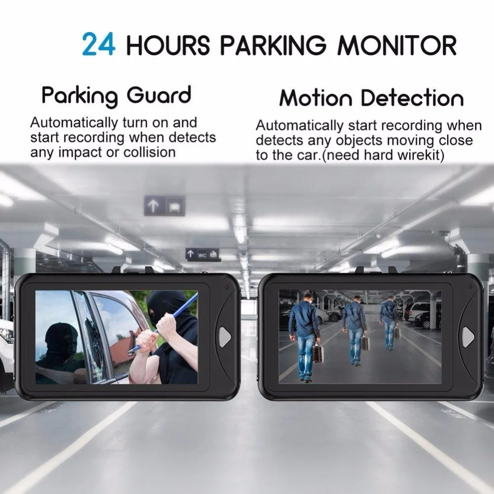 Оригинальный Двойной объектив тире Камера 3 дюймов Dashcam Новатэк 96658 видео