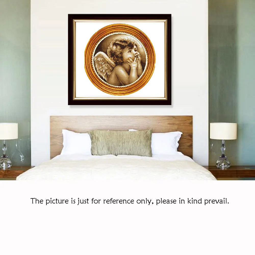 DIY Handmade Needlework Cross Stitch Set Embroidery Kit Precise Printed Looking Angel Design Cross-Stitching 41 * 41cm Home | Дом и сад