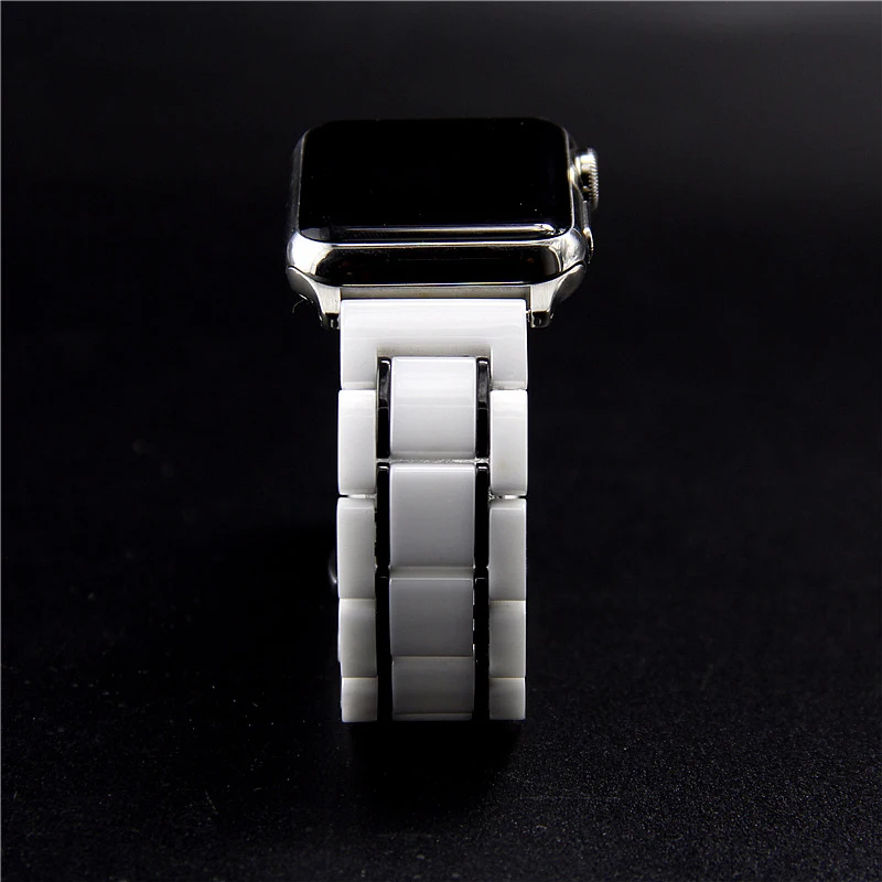 Роскошный ремешок для часов Apple Watch Series 5 4 40-44 мм Керамика с ремешком из нержавеющей стали для часов Apple Series 1 2 3 Ремешки для наручных часов