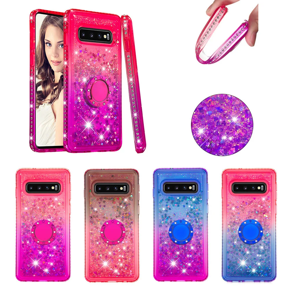 Новое кольцо Пряжка зыбучий песок силиконовый плотный чехол для samsung Galaxy S10