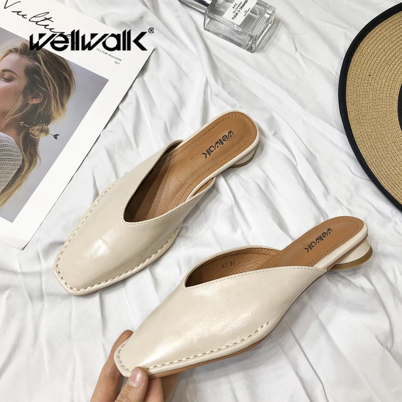 Брендовые дизайнерские домашние тапочки Wellwalk женская обувь с квадратным носком