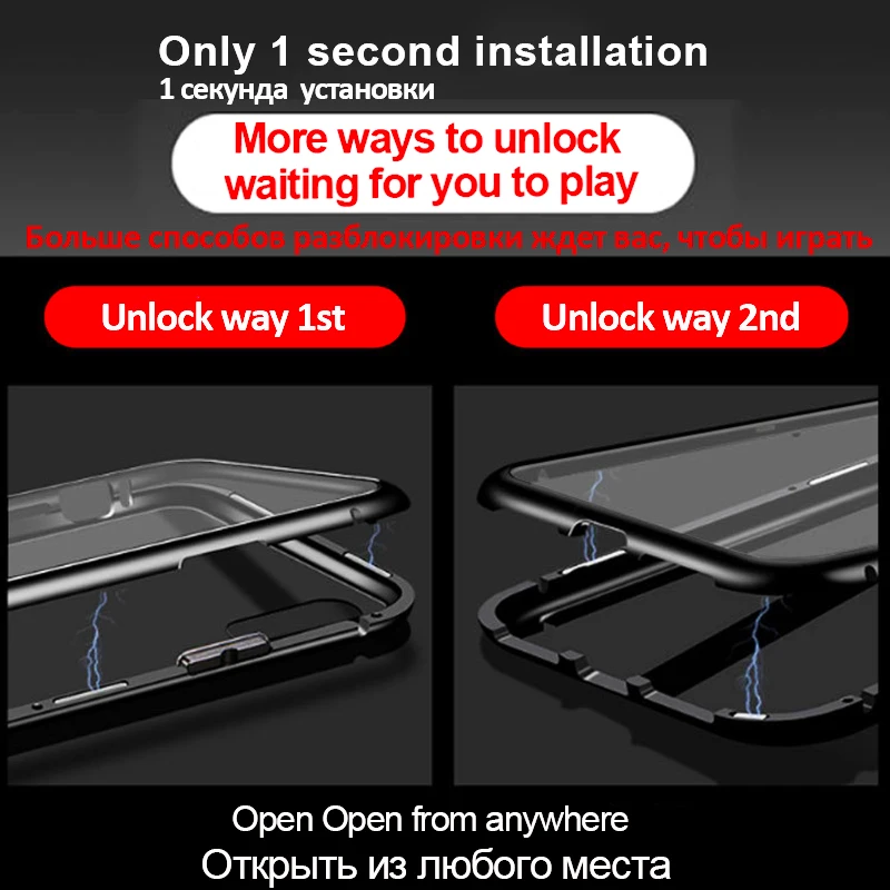 Металлический магнитный чехол для iPhone XR XS MAX X 8 Plus 7 из закаленного стекла с