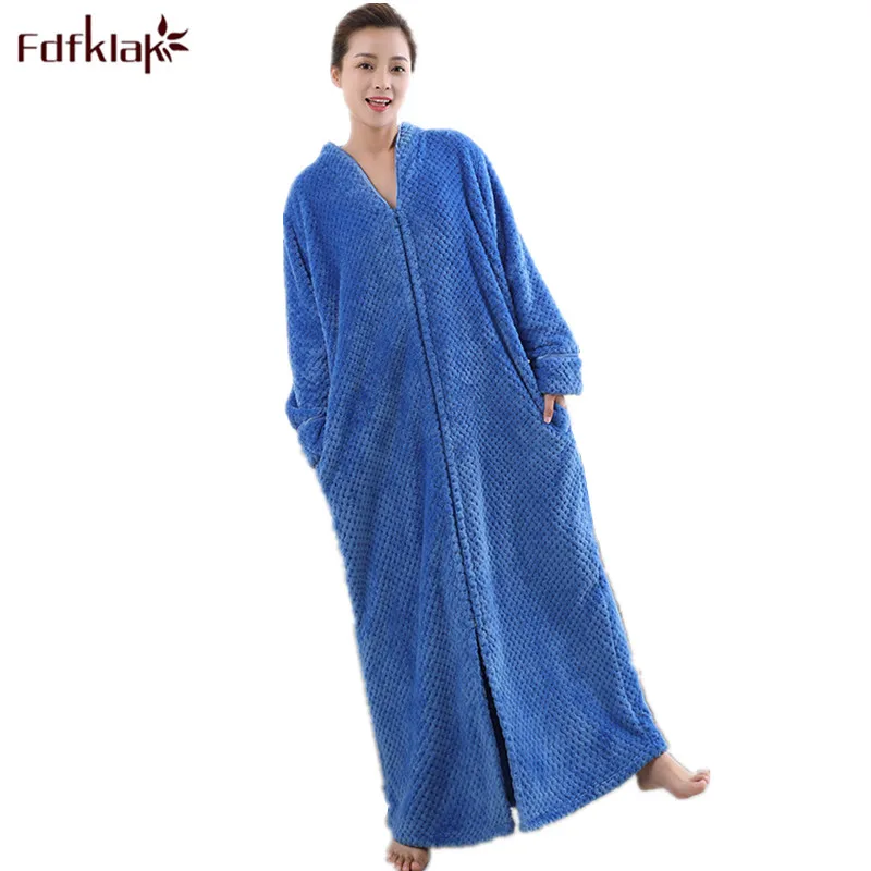 

Fdfklak Hot Selling Women Plus Size Thickening Warm Bathrobe Winter Flannel Thermal Bath Robe Pregnant Robes Femme Dressing Gown