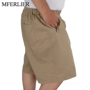 Мужские летние хлопковые шорты, большие размеры 5XL, 6XL, 7XL, 8XL, 9XL, 10XL, 11XL, 12XL, с эластичной талией 140 см