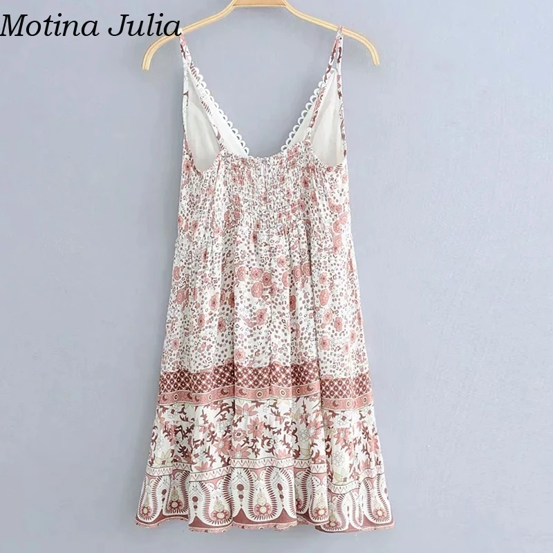 Motina Юлия пикантные цветочным принтом короткие гофрированное платье женские