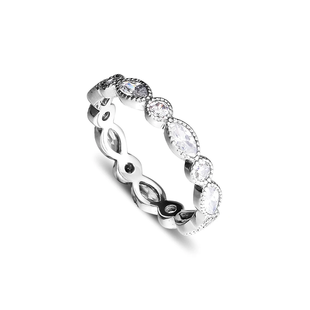 

Round and Oval Eternity Rings with Clear CZ 100% 925 Sterling Silver Jewelry Free Shipping