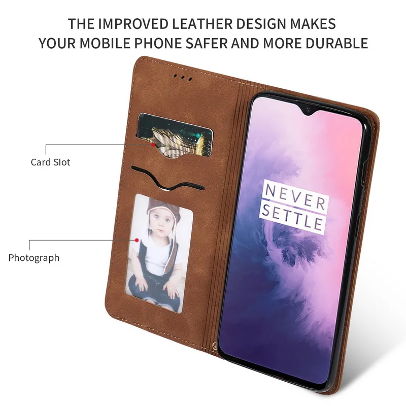 Магнитный Флип Чехол-бумажник для OnePlus 7 Pro 6 T Магнитная крышка-держатель для карт из натуральной кожи для One Plus 6 T 7 7Pro Capa Coque