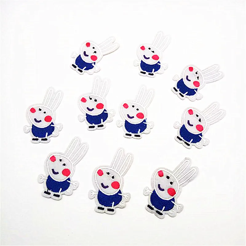 10Pcs Pink Pig Embroidered Patches For Clothing DIY Stripes Applique Clothes Stickers Iron on Creative Badge Pattern Sticker | Дом и сад