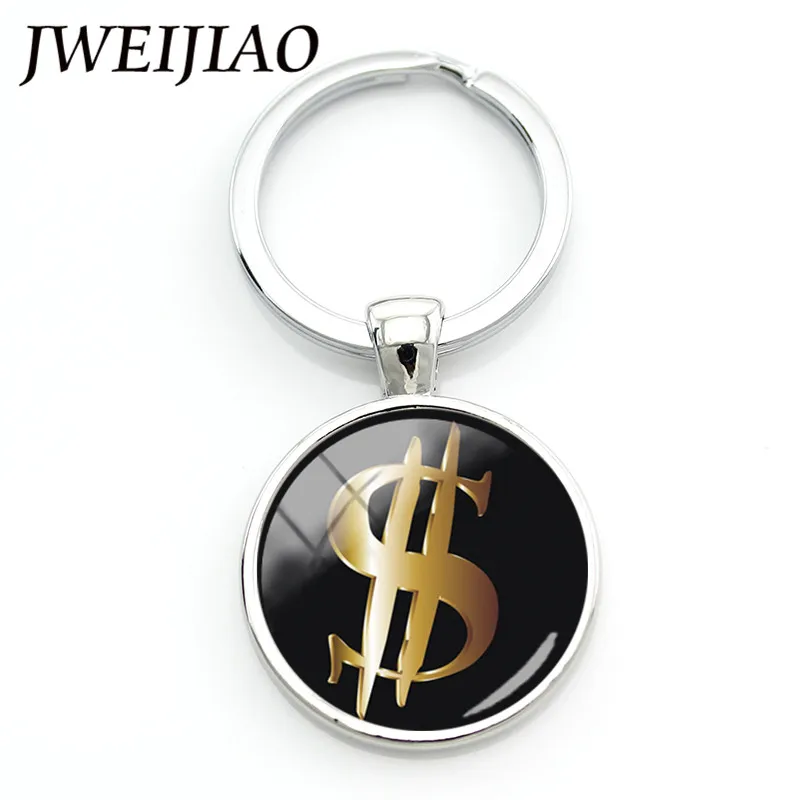JWEIJIAO 2018 модный брелок для ключей аксессуары доллар знак логотип кольцо стекло