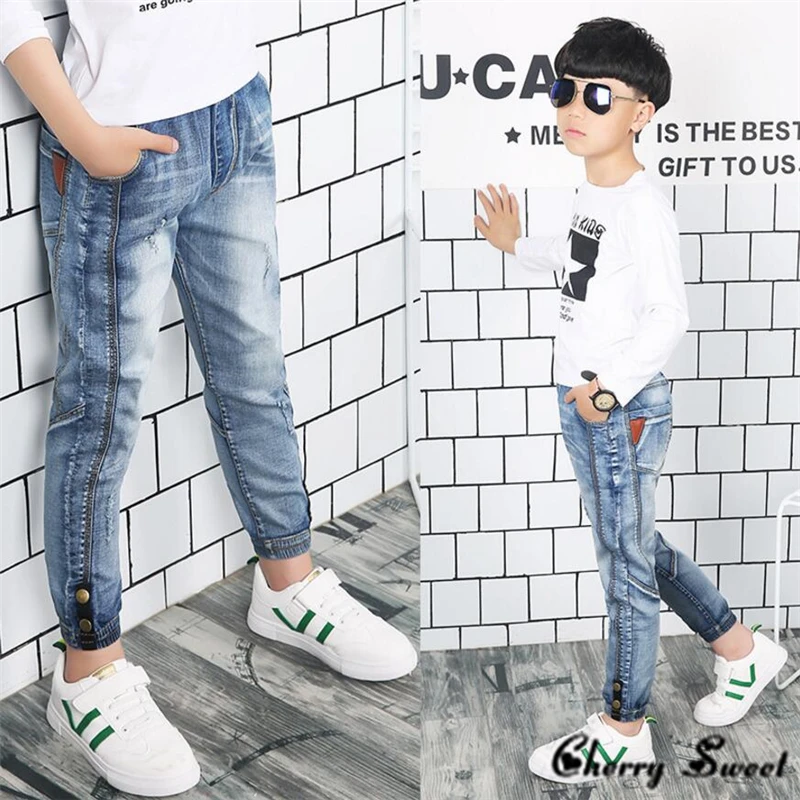 2019 Весенняя детская одежда однотонные тонкие джинсы для маленьких мальчиков