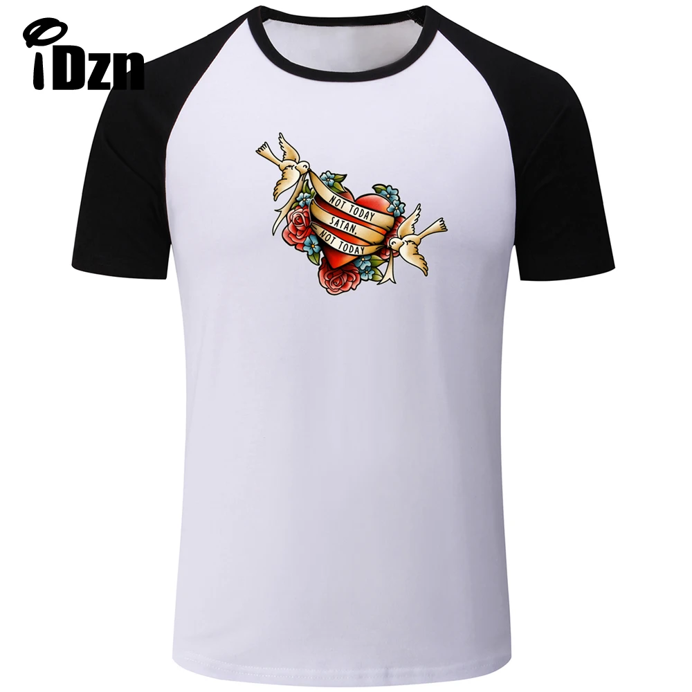 IDzn Not Today Satan ретро арт дизайн Мужская футболка с принтом Повседневная хипстерская