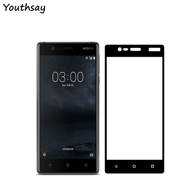 1 шт. закаленное стекло для Nokia 3 Защита экрана Полное покрытие Защитная пленка