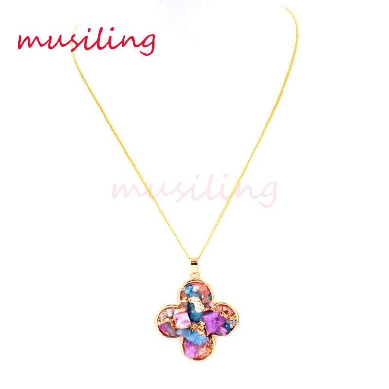 С натуральным драгоценным камнем четырехлистный клевер Смешанный Камень