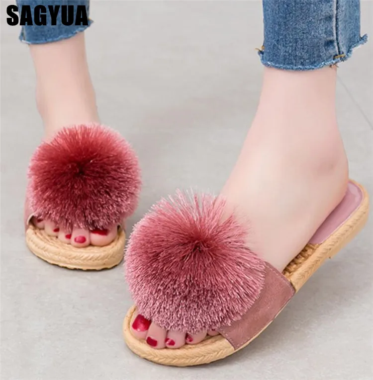 Женские шлепанцы сезон лето Модные Босоножки с открытым носком на плоской