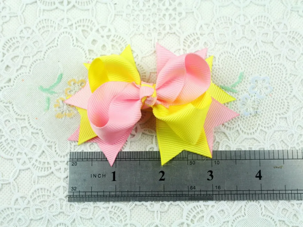 50 шт. ручная работа 3 дюймовая атласная лента бант острый уголок двухцветные