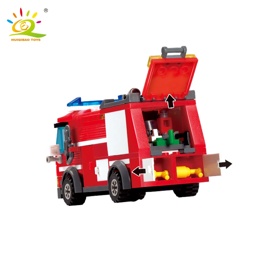 HUIQIBAO игрушки 206 шт пожарный разбрызгиватель машины фигурки пожарных