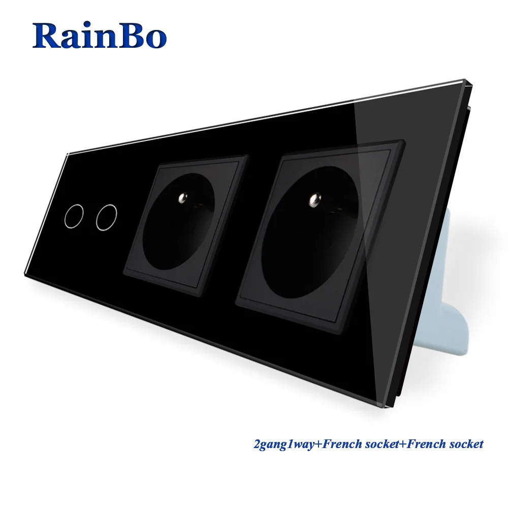 RainBo кристально стеклянная панель Франция Power Socket EU Touch Control экран настенный