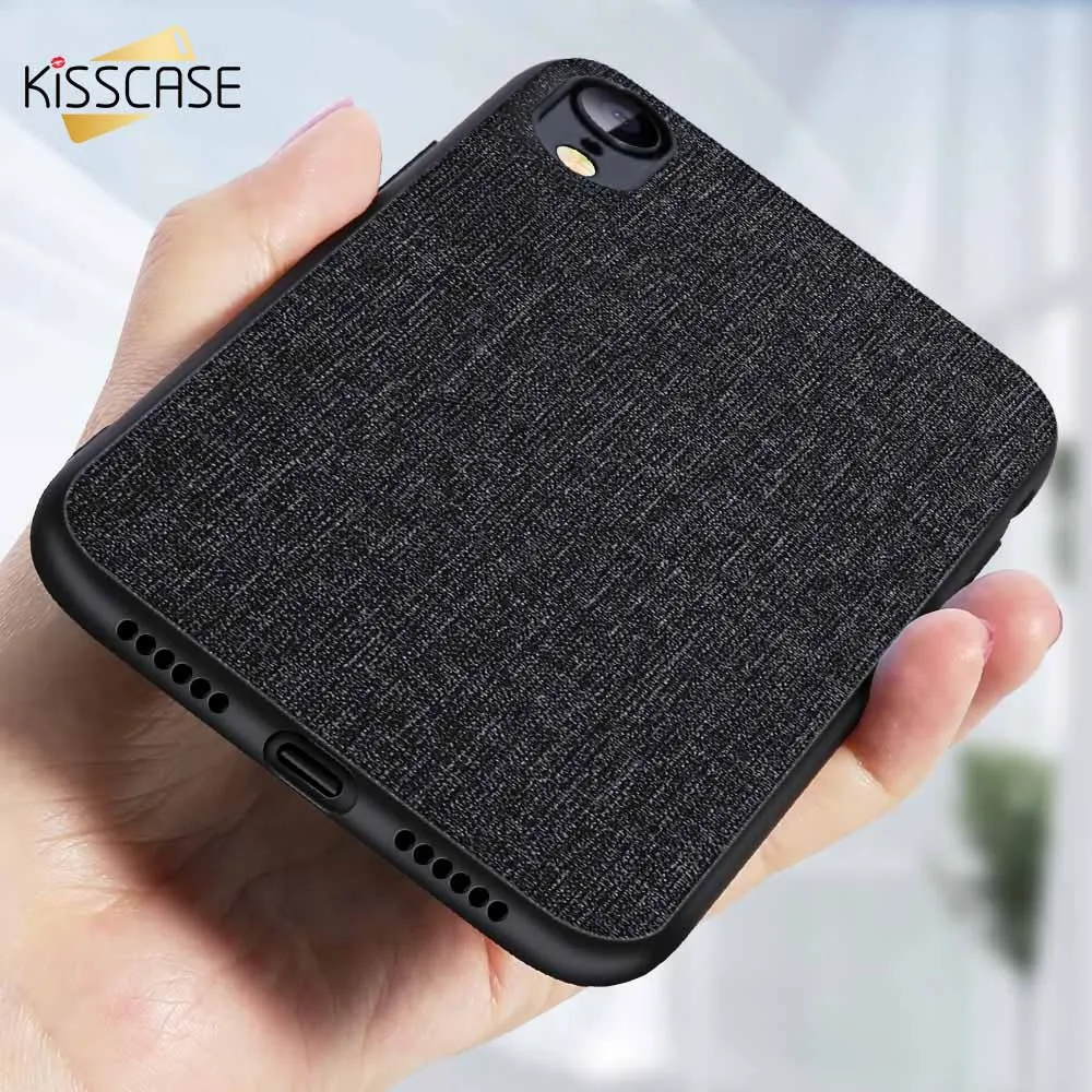 KISSCASE Simple Cloth Texture Case For iphone X 7 8 6 6S Plus Vintage Phone XR XS MAX Cover Funda Capa |