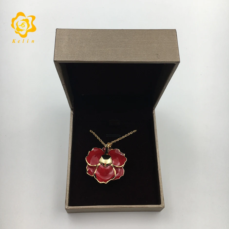 Cangnan Kelin offer Gold Rose necklace with rose shaped pendant and nice gift box | Дом и сад