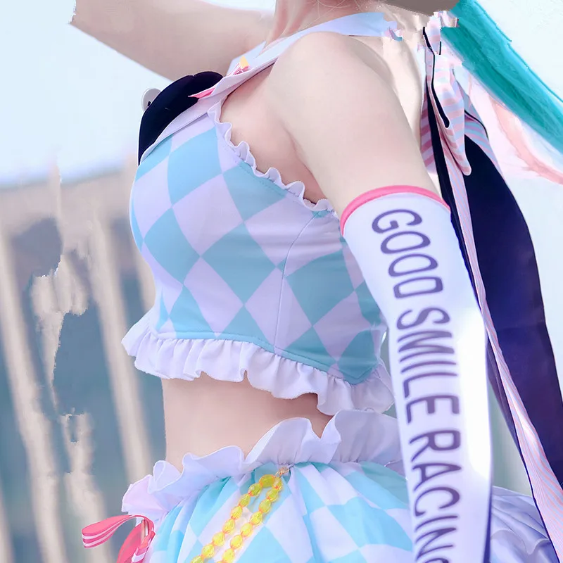 Аниме Косплей VOCALOID Hatsune Miku Racing Miku женский костюм для косплея вечернее платье на Хэллоуин костюмы
