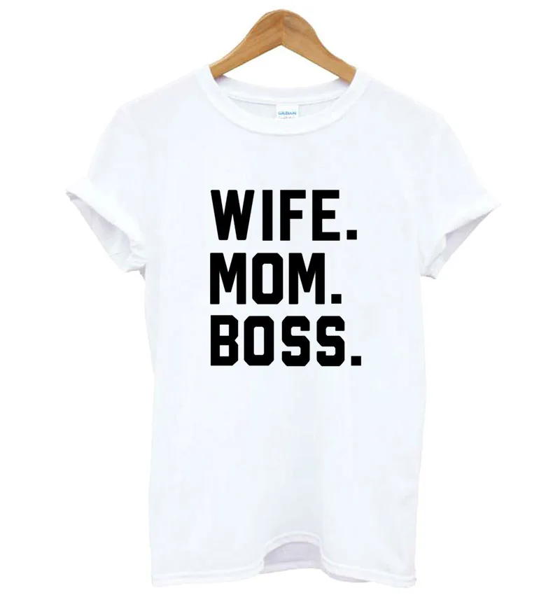 

WIFE MOM BOSS Letters Print Women tshirt Cotton Casual Funny t shirt For Lady Girl Top Tee Hipster Drop Ship F502