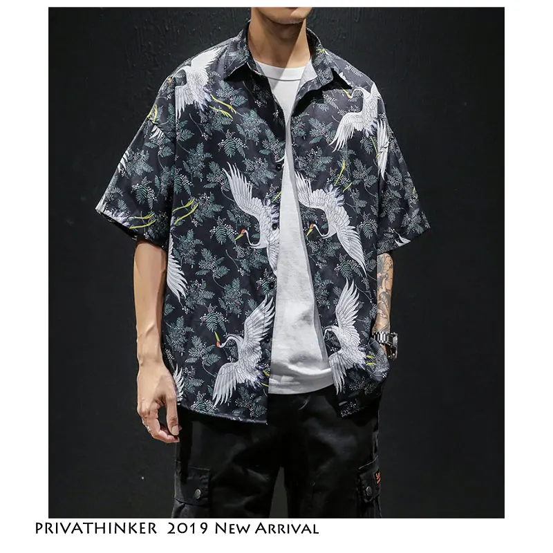 Privathinker мужские уличные рубашки 2019 летние китайские винтажные полупальто белые с