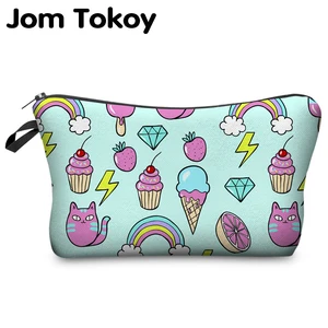 Женская косметичка Jom Tokoy, розовая и Мятная косметичка с 3D принтом, брендовая косметичка, 2019