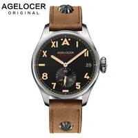 agelocer mens mechanical watch individual seconds hand aviator military watches army leather waterproof male relogio masculino