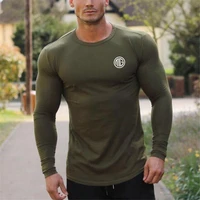 muscleguys brand 2021 fashion clothes solid color long sleeve slim fit t shirt men cotton casual t shirt streetwear gyms tshirts
