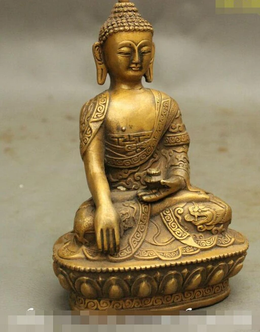 ZSR913 + 6 "дракон халат Тибет буддийская из бронзы Shakyamuni Mahavairocana статуя Будды Дом