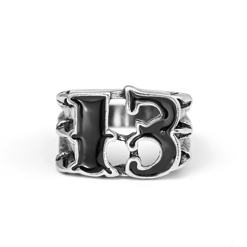 Кольцо мужское из эмали модное байкерское Винтажное кольцо Lucky Number 13|mens biker rings|biker