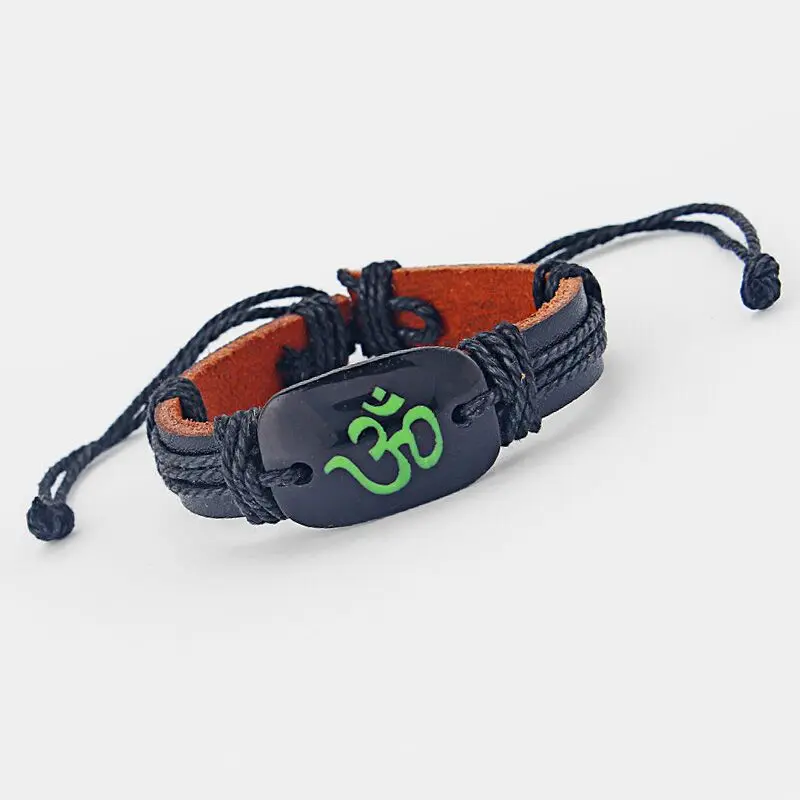 Регулируемый черный кожаный браслет 1 шт.|charm bracelets bangles|charm braceletleather wristband |
