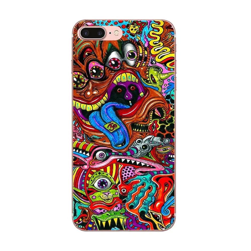 Psychedelic рисунок Сова глаза Черный телефон Мягкий чехол для Samsung Galaxy Note 5 8 9 S3 S4 S5 S6 S7 S8