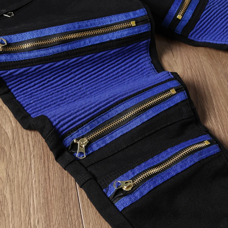 Новая мода Для мужчин Байкер Джинсы для женщин Брюки девочек Slim Fit мотоцикл деним