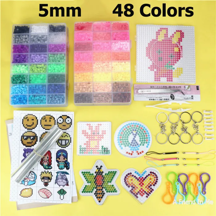 48 цветов 9200 шт 5 мм EVA Хама бусины набор игрушка 3D бусины DIY Perler шаблон строительные наборы обучающие игрушки для детей - Цвет: 5mm 48 Colors