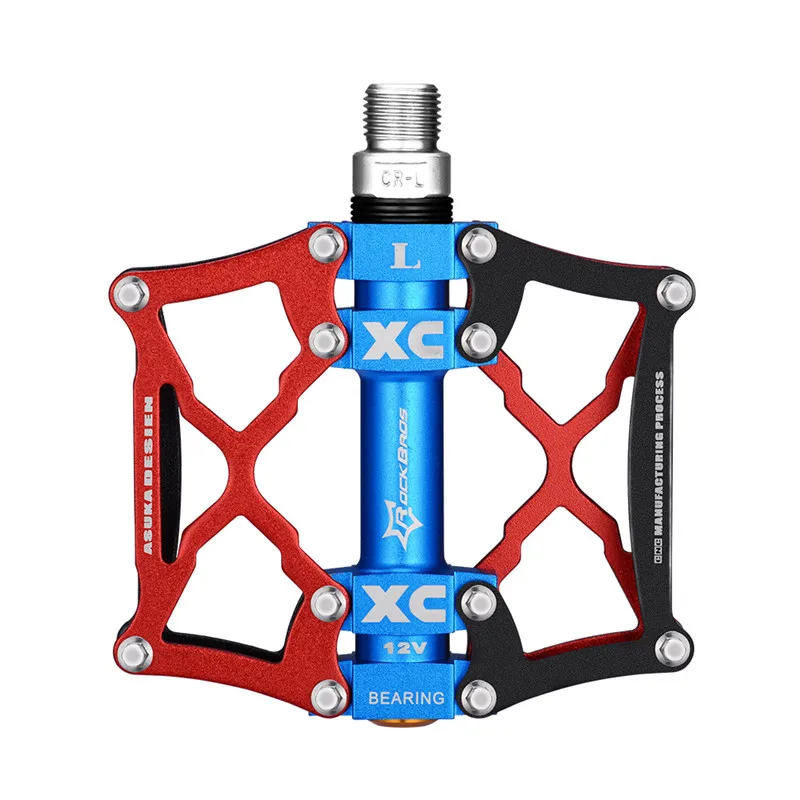 12VRed ROCKBROS CNC алюминиевый сплав велосипедные педали Ультралайт анти-скольжение на горном велосипеде педали, герметичный Подшипник велосипед MTB плоский велосипед Запчасти - Цвет: 12VRed