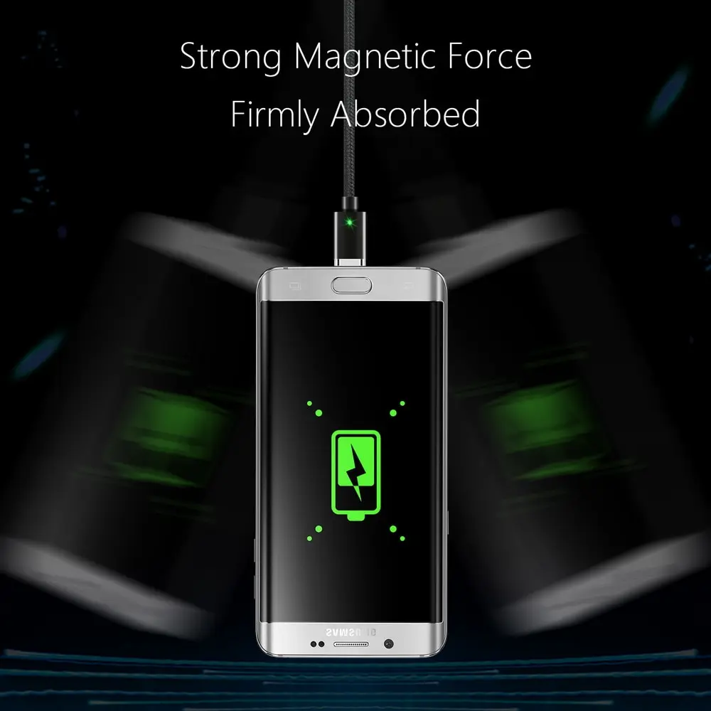 Micro USB кабель Магнитный 3A Быстрая зарядка 1 м Android Мобильный Быстрый зарядный шнур