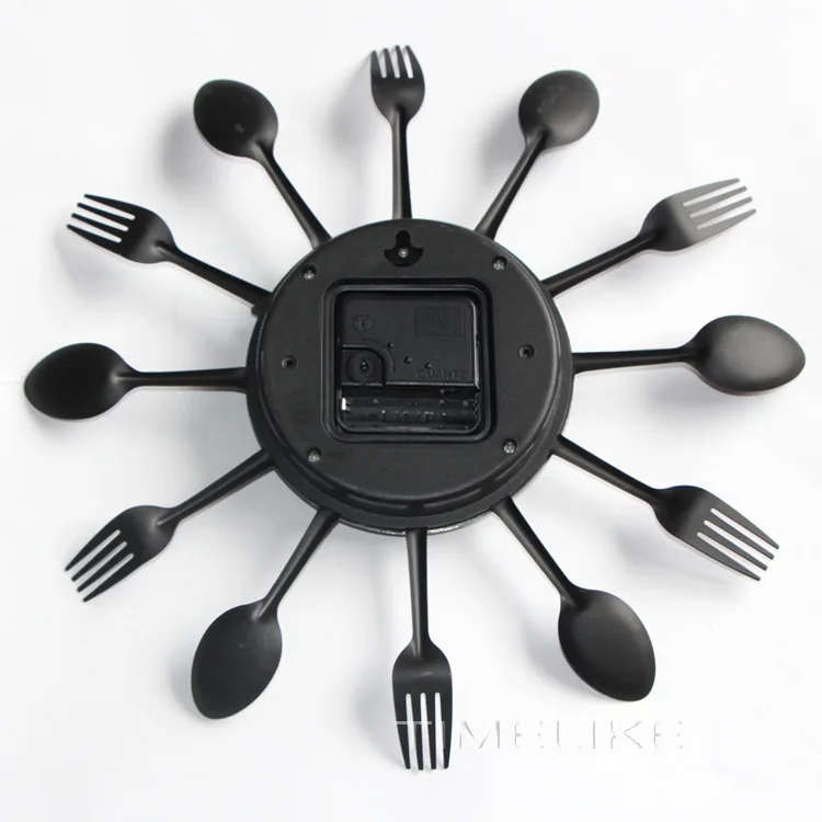 Fashion Metal Kitchen Wall Clocks New Arrivals Creative Spoon Fork European Quartz Modern Design Home Decor Clocks