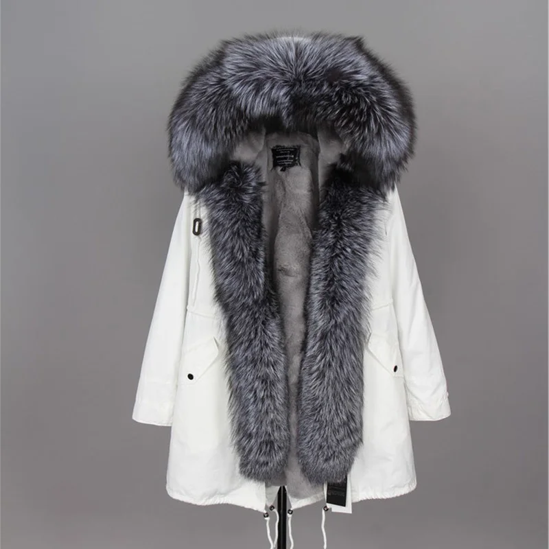 Faux lining-7 Maomaokong натуральный мех белая хлопковая куртка зимняя женская меховая куртка парка - Цвет: Faux lining-7