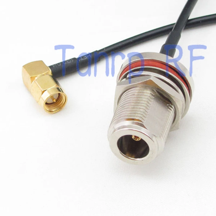 

10pc 8in N female with nut bulkhead to SMA male right angle RF adapter connector 20CM Pigtail coaxial jump cable RG174 extension