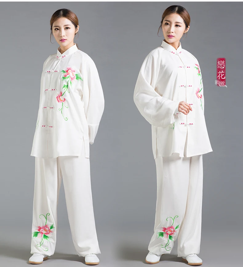 

Natural Cotton And Linen Embroidery Kung Fu Performances Clothing Martial Arts Uniforms Tai Chi Suits