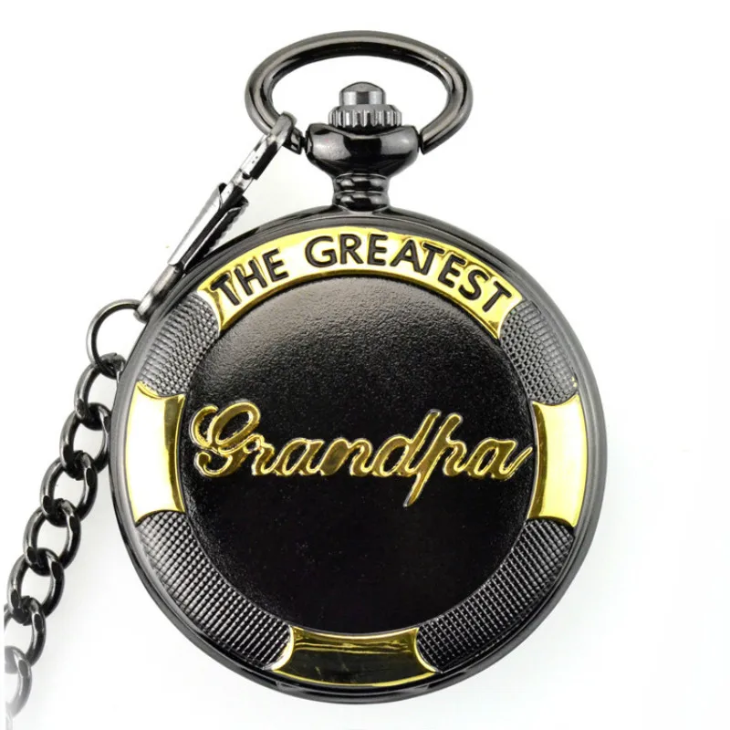

Карманные часы, черный и золотой, самый лучший дедушка, кварцевые карманные часы с ремешком, часы на цепочке, рождественские часы, подарок му...