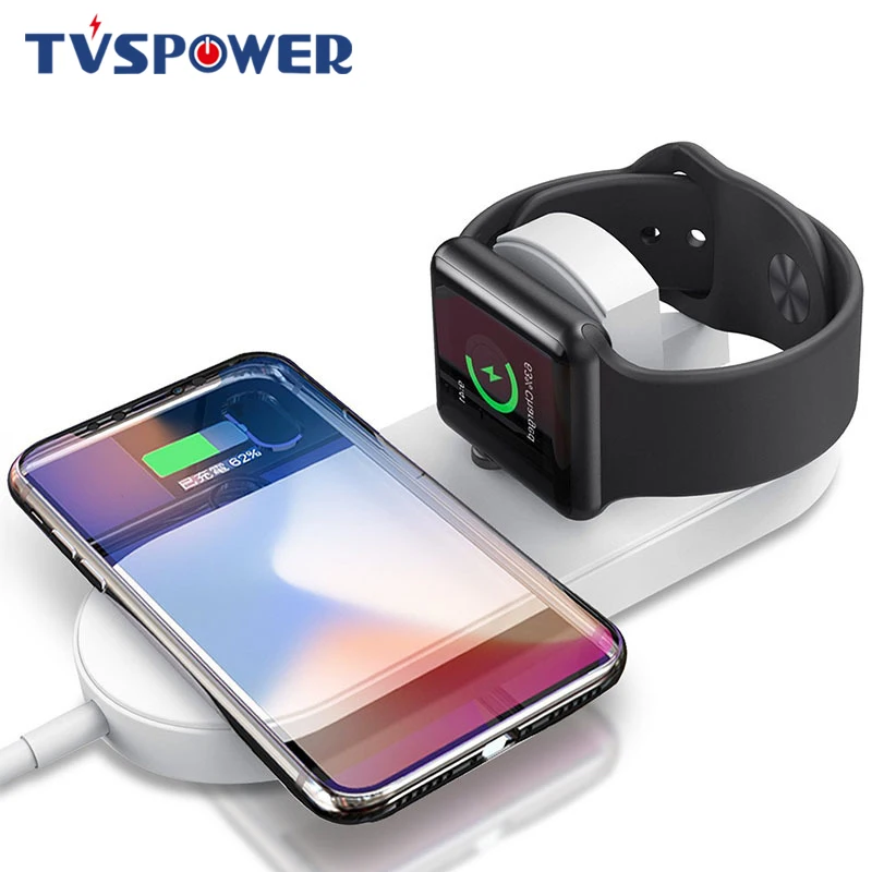 Беспроводное зарядное устройство 2 в 1 QI для iPhone XS MAX XR X 8 Plus 10 Вт QC 3 0 быстрая